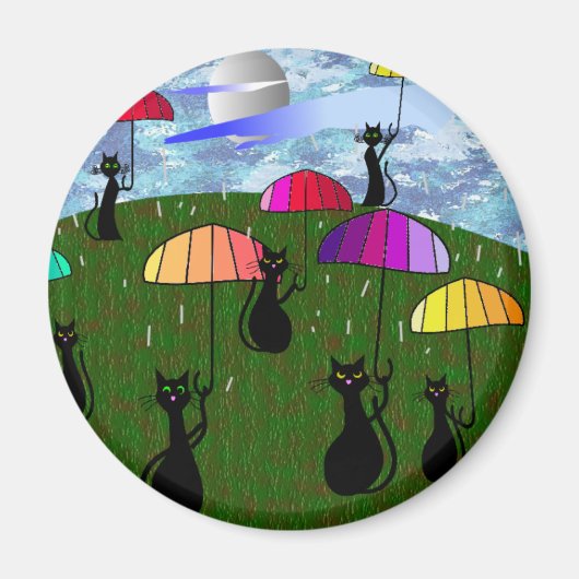 Zwarte kattenbroodjes Kunstcadeaus Magneet (Voorkant)