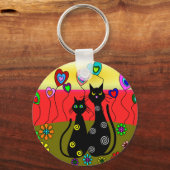 Zwarte kattenbroodjes Kunstcadeaus Sleutelhanger (Voorkant)