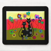 Zwarte kattenbroodjes muismat (Voorkant)