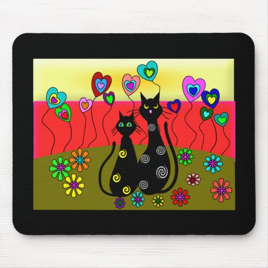 Zwarte kattenbroodjes muismat (Voorkant)