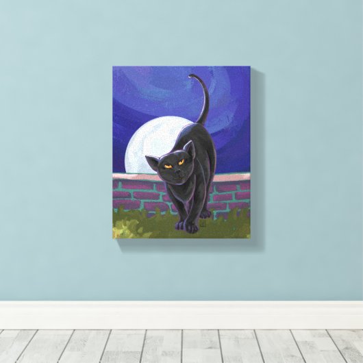 Zwarte kattencadeaus en Accessoires Canvas Afdruk (Insitu (Houten vloer))