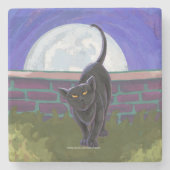 Zwarte kattencadeaus en Accessoires Stenen Onderzetter (Voorkant)