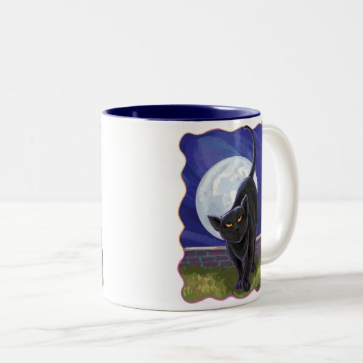 Zwarte kattencadeaus en Accessoires Tweekleurige Koffiemok (Voorkant rechts)