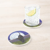 Zwarte kattencadeaus en Accessoires Zandsteen Onderzetter (Zijkant)