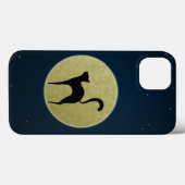 Zwarte kattenelegant silhouet en maan Case-Mate iPhone case (Achterkant (horizontaal))