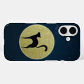 Zwarte kattenelegant silhouet en maan Case-Mate iPhone case (Achterkant (horizontaal))