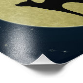 Zwarte kattenelegant silhouet en maan foto afdruk (Hoek)