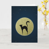 Zwarte kattenelegant silhouet en maan kaart (Gele Bloem)