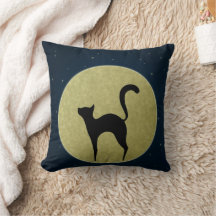 Zwarte kattenelegant silhouet en maan