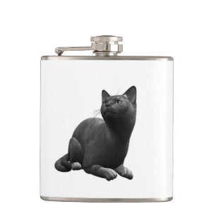 Zwarte kattenfles heupfles