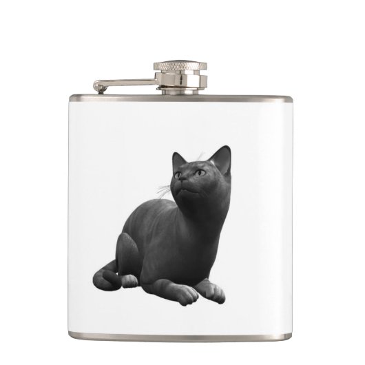 Zwarte kattenfles heupfles (Voorkant)