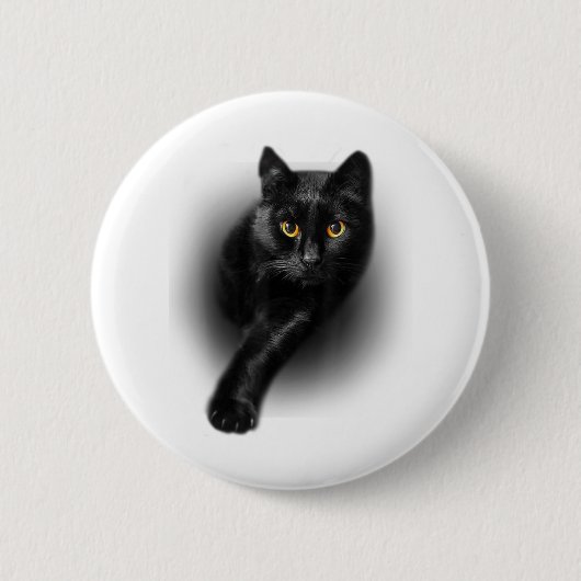 Zwarte kattengeel ronde button 5,7 cm (Voorkant)