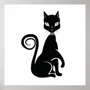 Zwarte kattengothic poster