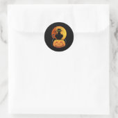 zwarte kattenhalloween ronde sticker (Tas)