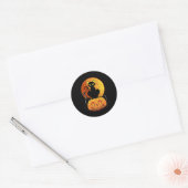 zwarte kattenhalloween ronde sticker (Envelop)