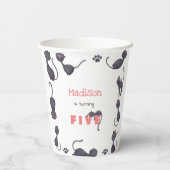 Zwarte kattenjongen papieren bekers (Achterkant)