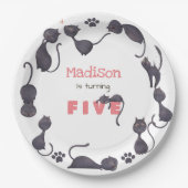 Zwarte kattenjongen papieren bordje (Voorkant)