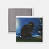 Zwarte kattenkat magneet (Voorkant / Achterkant)