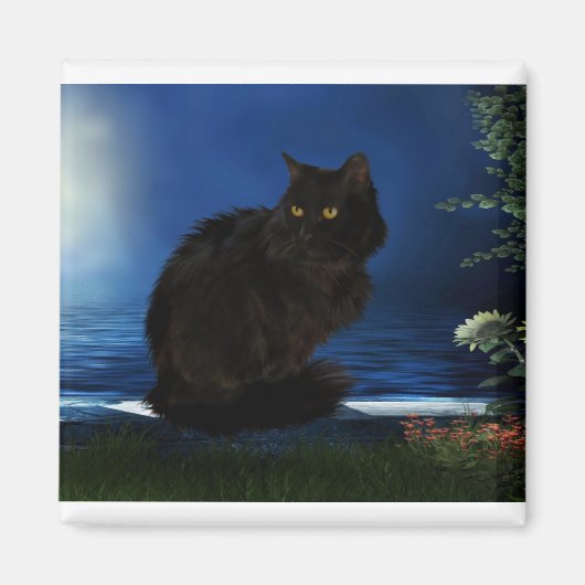 Zwarte kattenkat magneet (Voorkant)