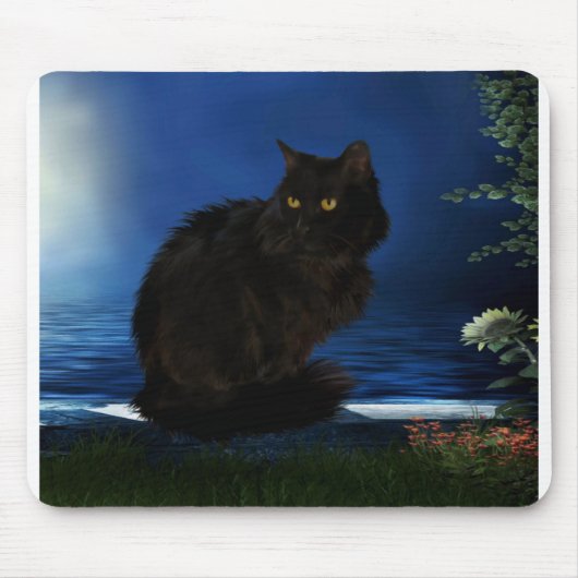 Zwarte kattenkat muismat (Voorkant)