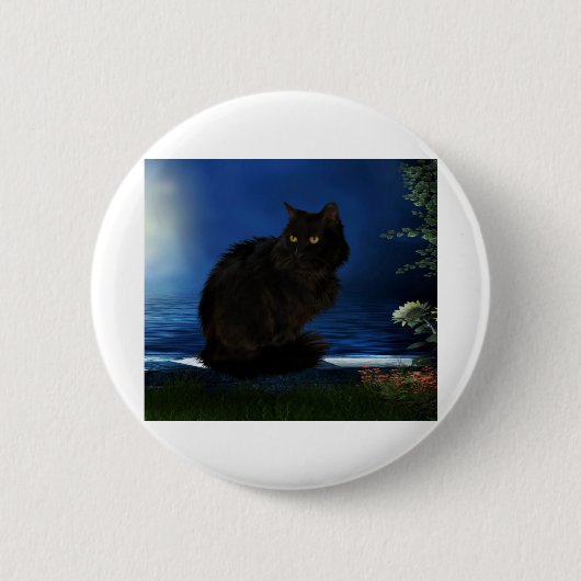 Zwarte kattenkat ronde button 5,7 cm (Voorkant)