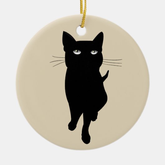 Zwarte kattenkattenkattengotisch kat keramisch ornament (Voorkant)