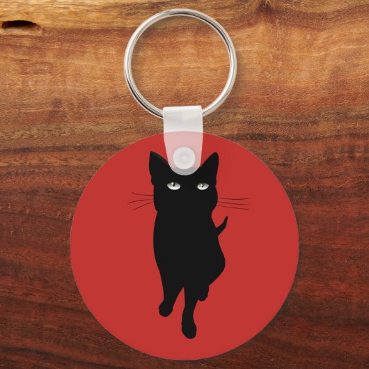 Zwarte kattenkattenkattengotisch kat sleutelhanger (Voorkant)