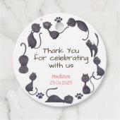 Zwarte kattenkinderen verjaardag bedankt bedankjes labels (Voorkant)