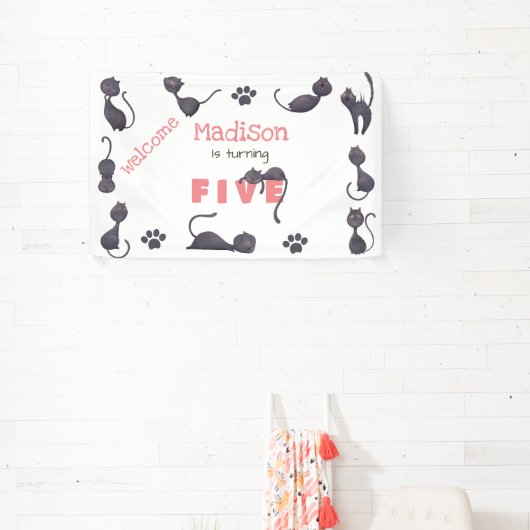 Zwarte kattenkinderen, welkom spandoek (Insitu)