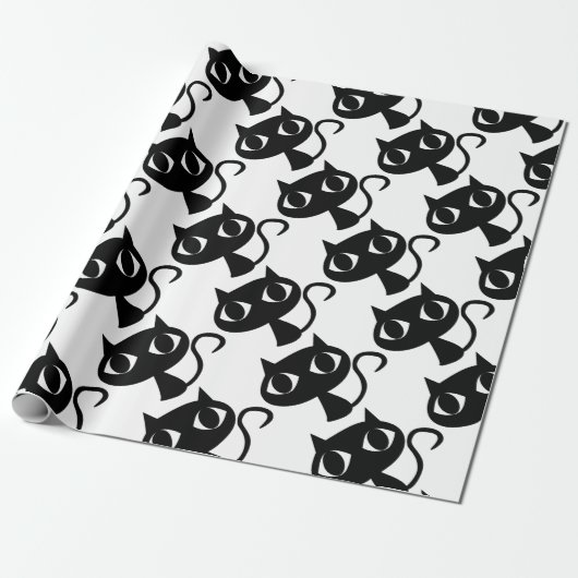 ZWARTE KATTENKITTEN CADEAUPAPIER (Uitgerold)