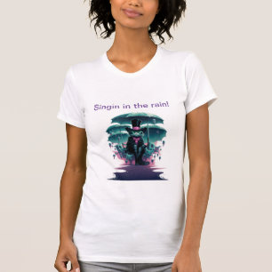 Zwarte kattenkleuren blauwgroen paarse roze met pa t-shirt