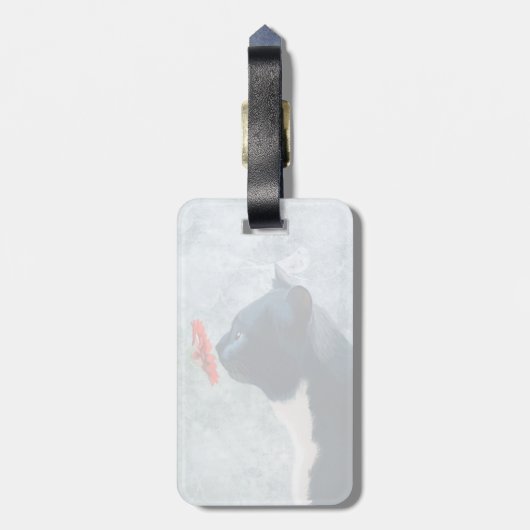 Zwarte kattenknipventilator bagagelabel (Achterkant verticaal)