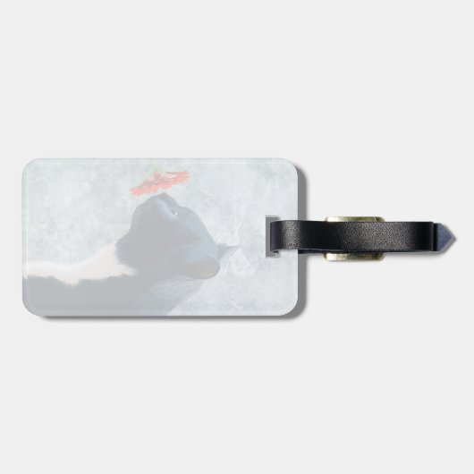 Zwarte kattenknipventilator bagagelabel (Achterkant horizontaal)