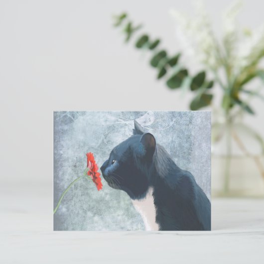 Zwarte kattenknipventilator briefkaart (Staand voorkant)