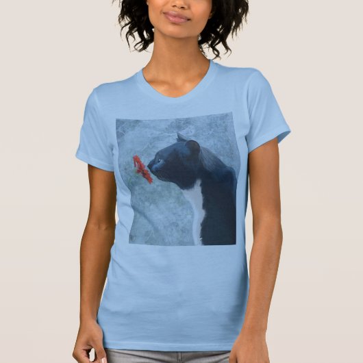 Zwarte kattenknipventilator t-shirt (Voorkant)