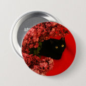 zwarte kattenknop ronde button 7,6 cm (Voorkant /achterkant)