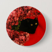 zwarte kattenknop ronde button 7,6 cm (Voorkant)