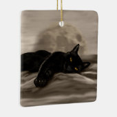 Zwarte kattenkoeling keramisch ornament (Rechts)