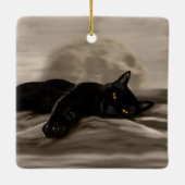 Zwarte kattenkoeling keramisch ornament (Achterkant)