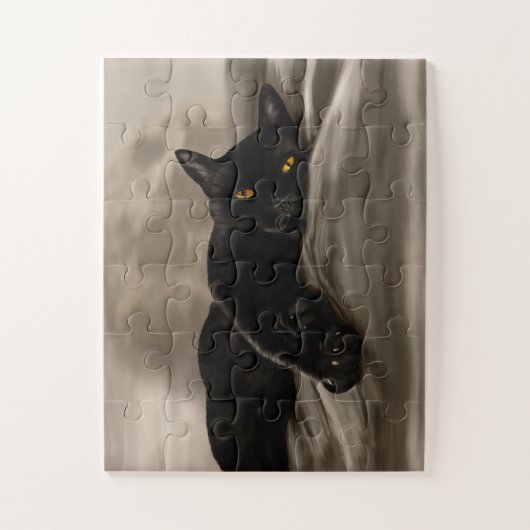 Zwarte kattenkoeling legpuzzel (Verticaal)