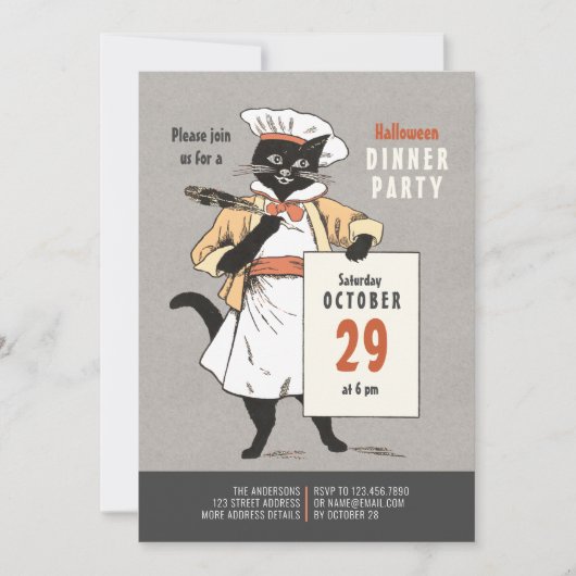 Zwarte kattenkok  Halloween Dinner CC1266 Kaart (Voorkant)
