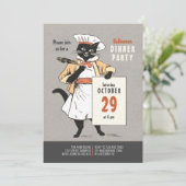 Zwarte kattenkok  Halloween Dinner CC1266 Kaart (Staand voorkant)