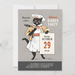 Zwarte kattenkok  Halloween Dinner CC1266 Kaart