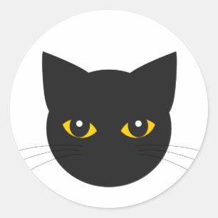 Zwarte kattenkop Classic Round Sticker