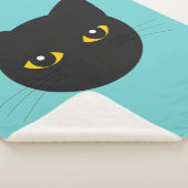 Zwarte kattenkop sherpa blanket deken (3/4)