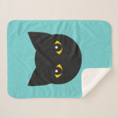 Zwarte kattenkop sherpa blanket deken (Voorkant (horizontaal))