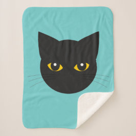 Zwarte kattenkop sherpa blanket sherpa deken