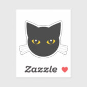 Zwarte kattenkop Sticker (Vel)