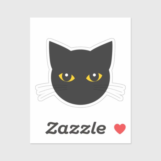 Zwarte kattenkop Sticker (Vel)