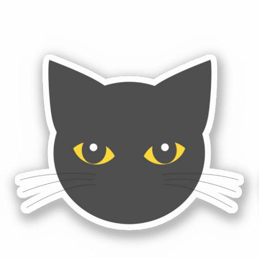 Zwarte kattenkop Sticker (Voorkant)